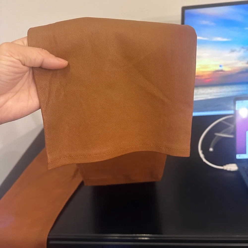 NWT Lauren Ralph Lauren Lamb Skin Brown Pants - Picture 5 of 5